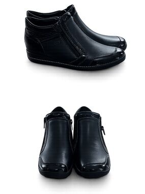 Rieker Women's Black Leather Ankle Booties with Side Zipper